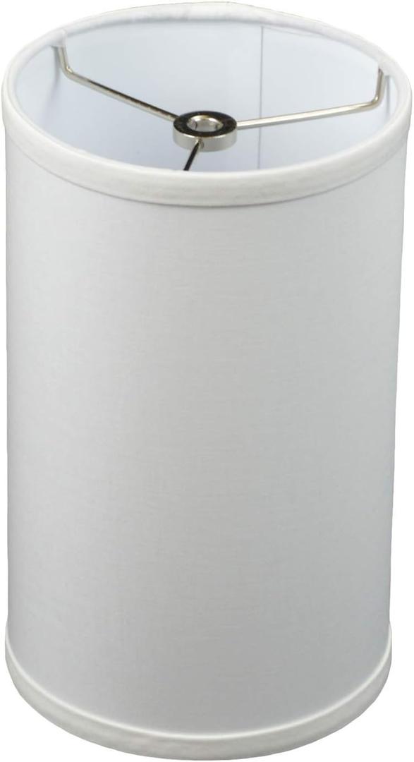 FenchelShades.com 7" Top Diameter x 7" Bottom Diameter 12" Height Fabric Drum Lampshade Spider Attachment (Linen Snow)