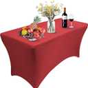 1 Pack Stretch Spandex Table Covers for Rectangular Tables,4FT Elastic Fitted Tablecloth,Universal Rectangular Table Cloth Protector for Outdoor Party,Wedding,Bar,Birthday,Banquet,Events