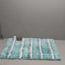 Water-Absorbent & Machine Washable Bathroom Rugs Non Slip Backing, Size: 17"X24" | Thick Plush Luxurious Shaggy Mat with Cushioned Feel Underfoot, Striped Pattern Aqua Blue Color