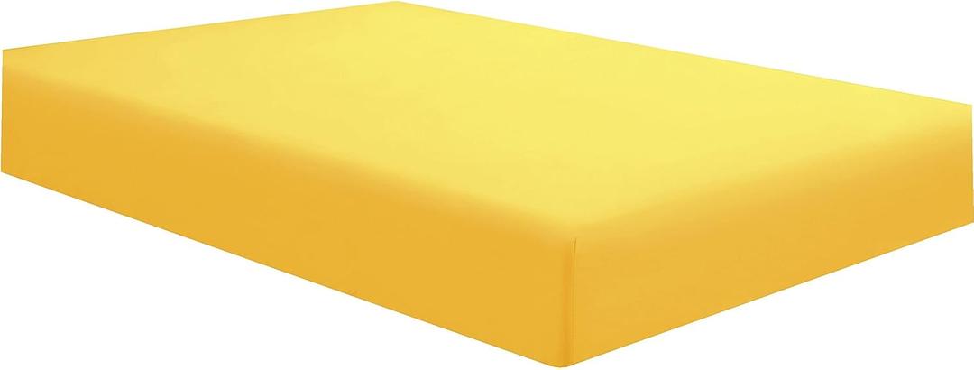 Sfoothome Single Fitted Sheet (Twin - Yellow) - Deep Pocket Brushed Velvety Microfiber, Breathable, Extra Soft and Comfortable - Wrinkle, Fade, Stain and Abrasion Resistant
