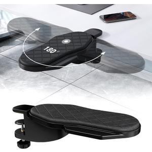 CABTE Ergonomics Desk Extender Tray, Table Mount Arm Wrist Rest Shelf, 180 Swivel Elbow Arm Support, Computer Desk Extender Tray for Home and Office (Black - Rotating)