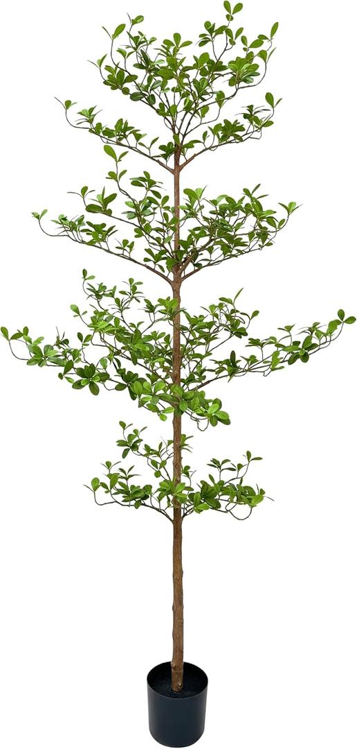Artificial Black Olive Tree, 7FT Tall Faux Shady Lady Tree with Potted, Fake Olive Tree for Home Decor Indoor (6ft 11in)
