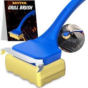 Bristle Free Grill Brush for Outdoor Grill, BBQ Grill Brush with Scraper, Steam Grill Brush Bristle Free, Grill Cleaning Brush with Replaceable Head, Grill Accessories for Gas Charcoal Smoker Griddle