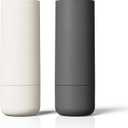 Salt and Pepper Grinder Set - Adjustable Ceramic Grinder - Premium Spice Shaker - Condiments Dispenser - Easy to Refill - Wood and soft coated plastic - 6.2 x 2.2 inch (White and Grey)