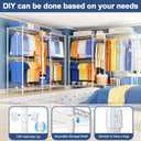 Ulif E12 Pro Clothes RackHeavy Duty Freestanding Garment Rack with ShelvesMetal Clothing Closet Storage System for Hanging Clothes71" W x 16" D x 76.5" H, Hold 960 lbsWhite