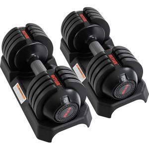 ALTLER Adjustable Dumbbell Set,52LB Pair with Tray for Workout Strength Training Fitness, Adjustable Weight Dial Dumbbell with Anti-Slip Handle and Weight Plate for Home Exercise