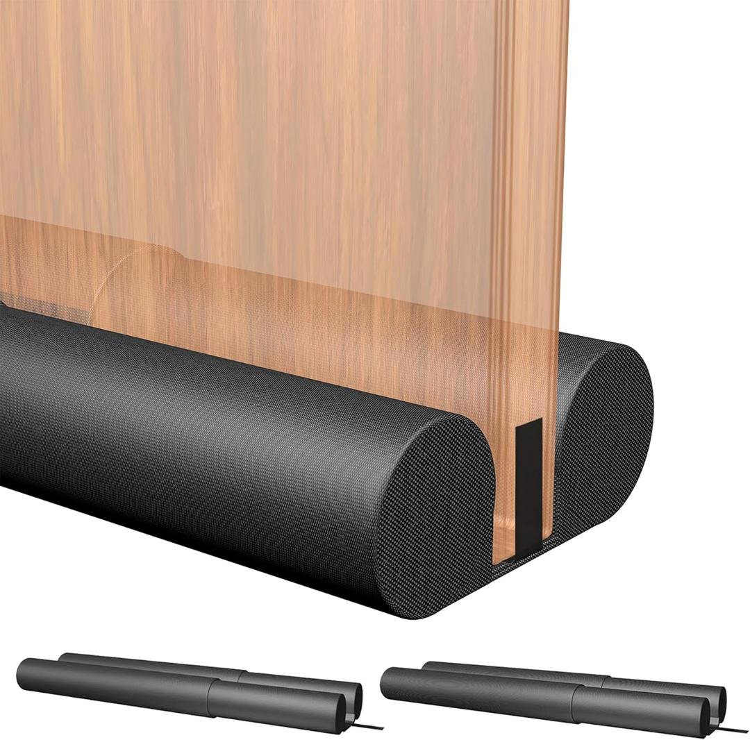 2 Pack Large Door Draft Stopper for Bottom of Doors 36 Inch Door Sweep Weather Stripping Noise Blocker Under Door Draft Noise Black Stoppers Adjustable Twin Door Sweep Draft (2 Pack)