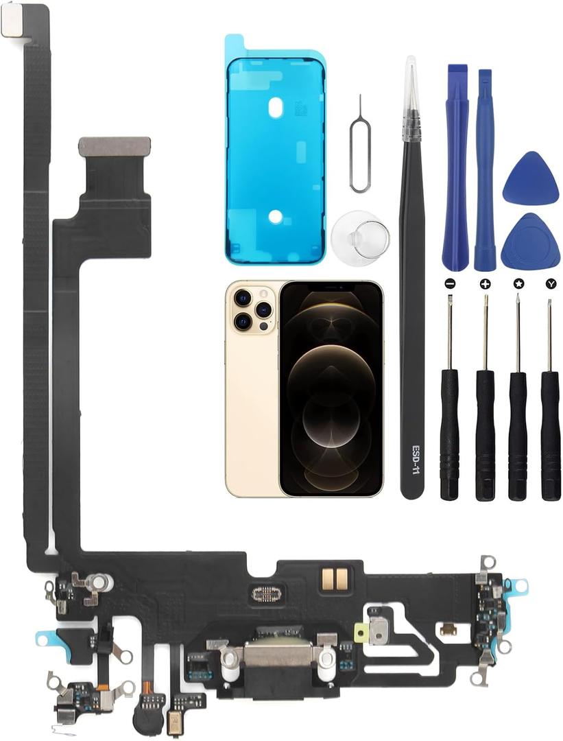 Charging Port Replacement for iPhone 12 Pro Max USB Dock Connector Flex Cable Microphone Replacement for iPhone 12 Pro Max with Tools
