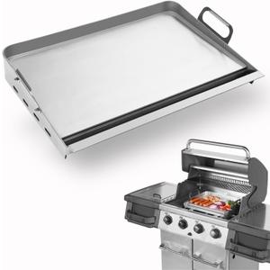 Griddle for Gas Grill, Flat Top Grill with Removable Grease Tray, 23"" X 16"" Stainless Steel Griddle, Stove Top Griddle for Gas/Charcoal Grill, for Camping Tailgating Parties, Silver (23" x 16" x 3.4")