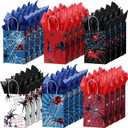 Epakh 24 Pcs Spider Gift Bags Medium Size with Tissue Paper Red Black Blue Wrapping Paper Gift Bags with Handles for Boys Men Birthday Holiday Presents