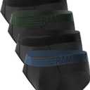 BAMBOO COOL Men's Tagless Briefs Coverd Waistband Comfort Soft Underwear with Contour Pouch Breathable Underpants, Multipacks (Medium, 4black)