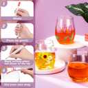 Pickmesh Paint Your Own Wine Glass Crafts Glass Painting DIY Markers Acrylic Paint with Brushes to Design Your Own Personalized Craft (8,Stemless), 16 ounces