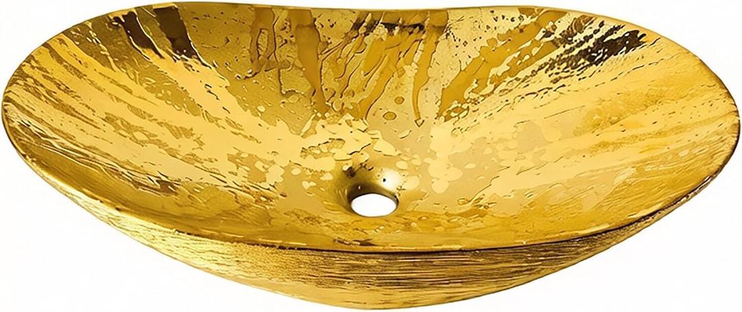 HOPESTAR Gold Vessel Sinks,23.6-L,13.8-W,5.9-H Ceramic Bathroom Basin, 23.6Inches X 13.8 Inches X 4.7 Inches