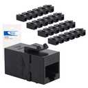 ICC CAT6 RJ45 Inline Keystone Couplers, 8P8C Female-to-Female Jacks, Feed-Through PCB Modules for Wall Plates & Patch Panels, UL Listed, Black, 25-Pack
