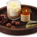 Hatway Wooden Decorative Tray Candle Holder Round Wood Tray Home Decor,Centerpieces Plates for Table centerpieces for CoffeeTable,Christmas Decor
