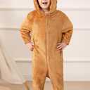 Baby Boys Girls Christmas Snowman Onesie Fleece Reindeer Hoodied Romper 6M - 2T (12-18 Months, Brown | Bear)