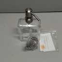 Kmeino Square Clear Glass Dish Soap Dispenser, Antique Design Refillable Hand Soap Dispenser with Rust Proof Stainless Steel Pump, 13.5 oz Lotion Dispenser for Bathroom Vanity, Kitchen Countertop