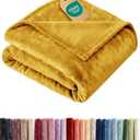 Ultra Soft Fleece Blanket Queen Size - Flannel Fleece Luxury Queen Blanket - Lightweight for Couch Bed Chair - Thick, Warm and Breathable - All Season Cozy Fuzzy, Anti-Static Microplush Bedding, Gold
