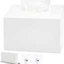Acrylic Hand Towel Box Cover, Wall Mount Paper Towel Napkin Dispenser, White Rectangle Multi-Functional Dryer Sheet Mask Organizer for Bathroom, Kitchen, Car, Office
