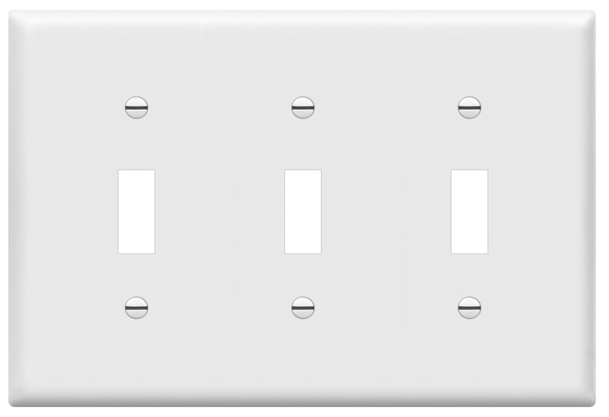  Triple Light Switch Wall Plate, Gloss Finish, Standard Size 3-Gang 4.50" x 6.38", Unbreakable Polycarbonate Thermoplastic, 8813-W, White