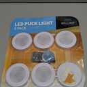 Brilliant Evolution LED Tap Light Push Lights with Remote - 6-Pack Battery Operated Under Cabinet Lights - Stick On Puck Lights for Kitchen, Closet, and Night Lighting - Wireless Warm White, 55 Lumens