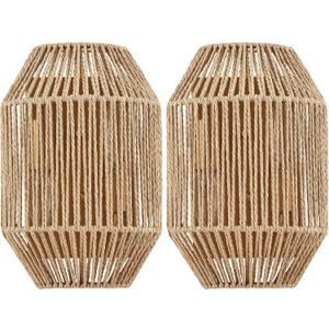 Natural Rattan Wall Sconce Set of 2, with Boho Woven Wicker Shade Antique Brass Brush Paint Finish for Vanity Stairway Fireplace Living Room Bedside Passway Hallway (Hardwired Type 1)