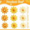 SUNBEAUTY Orange Paper Flowers Decorations for Wall Paper Fans Daisy Decoration for Women Birthday Spring Easter Wedding Garden Tea Party Baby Shower Decor Set of 9