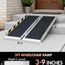 Protable wheelchair ramp 3FT,Non-Slip Folding Aluminum Handicap Ramps,Threshold Ramp for home,Holds up to 800lbs,Wheelchair ramp for steps,Mobility Scooter,Doorways (3FT Useing Height 3-9inch)