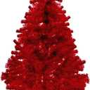Red Christmas Tree, 6ft Artificial Tinsel Christmas Tree for Home Decorations550 Branch Tips Premium Hinged Holiday Xmas Tree for Halloween Decor