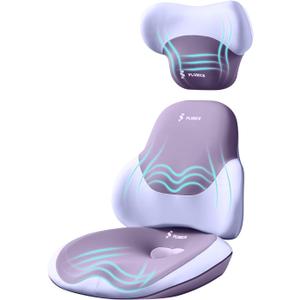 FLORICH Seat Cushion and Lumbar Support Pillow for Office Chair Car Neck Headrest Pillow Memory Foam Seat Pads Pressure Relief Back Cushion and Carseat Pads(Purple) (3 piece)