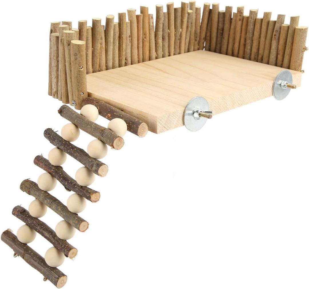 Hamster Climbing, Wooden Hamster Climbing Small Pet Climbing Toy with NaturalLog Material for Pets to Rest Play (Screw Type)