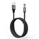 AGVEE 10ft USB to DC 5V Power Cord 5521(5.5x2.1mm) | Braided Nylon & Aluminum Shell | Fast & Durable Charging for CCTV Cameras, Routers, LED Strips, Dark Gray