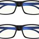 Eyekepper 2 Pack Computer Reading Glasses Blue Light Blocking Readers for Men Women, Black, 1.0 x
