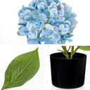 Hollyone Light Blue Hydrangea Artificial Flowers in Pots 19.7" Four-Head Faux Silk Hydranges Flower Arrangements for Indoor Home Office Kitchen Table Centerpieces Wedding Decorations
