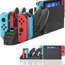 Charging Dock for Nintendo Switch Controllers  6-in-1 Fast Charging Station for 4 Joy-Cons & 2 Pro Controllers  Compact Organizer with LED Indicators, Compatible with Original Nintendo Switch Dock (Black)
