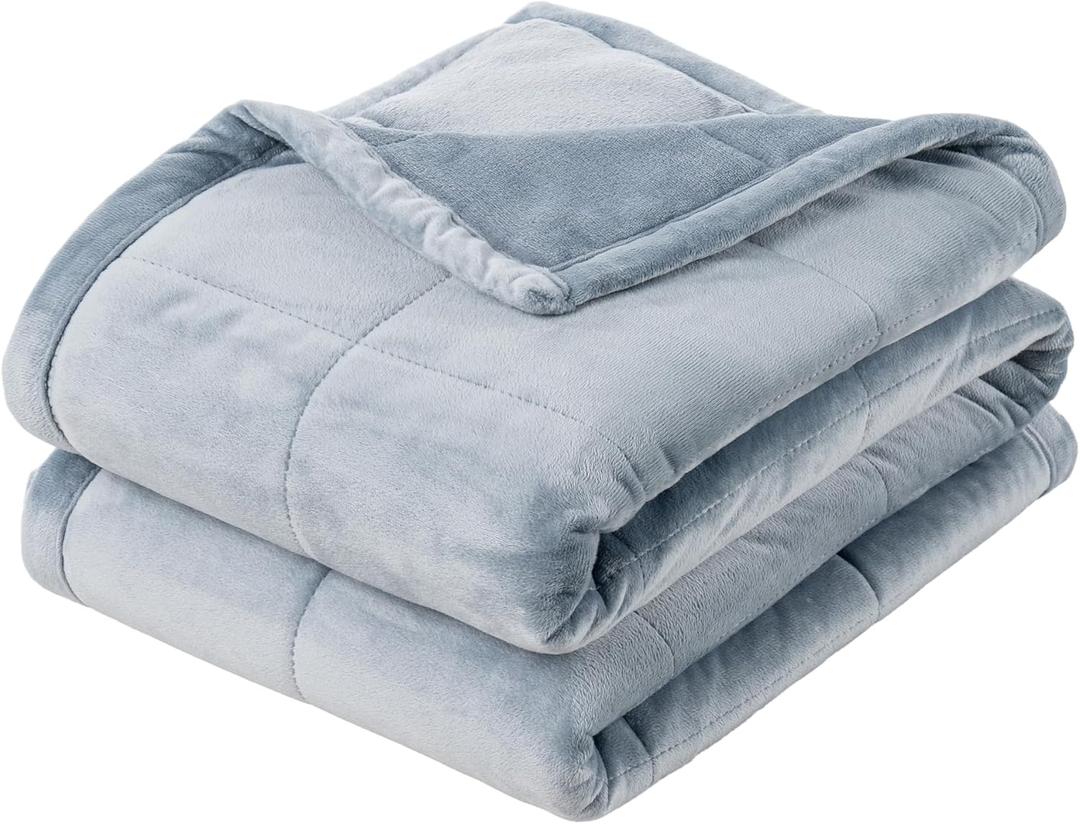 Berkshire Blanket Suedemink & Loftmink Quilted Throw Blanket, Ultra-Soft Reversible Fleece Throw, Lightweight & Warm, Ideal for Couch, Sofa & Bed, All-Season Comfort, Polar Blue, 50 in  60 in