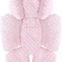 KAKIBLIN Infant Car Seat Insert, Carseat Head Insert & Body Support for Newborn, 2-in-1 Reversible Newborn Car Seat Cushion, Soft Stroller Insert for Car Seats, Bouncer, Strollers, Swing (Pink)