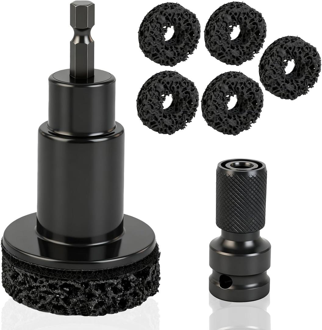 Wheel Hub Cleaning Tool, Wheel Hub Resurfacing Kit to Fix Brake Shudder & Stuck Wheels, Car Wheel Hub Cleaner with 5 Grinding Head & 1 Adapter for Cars, Trucks, SUVs
