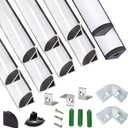 UV Resistance 6.56FT V Shape LED Strip Black Channel Diffuser,10-Pack Aluminum Profiles with Frosted Cover and Corner Connector, Tape Track for Cabinet Stairs Wall Outdoor (6.56FT, 10)