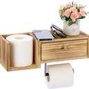 Sumnacon Rustic Toilet Paper Holder - Vintage Wall Mount with Shelf for Bathroom, Kitchen Decor, Light Wood