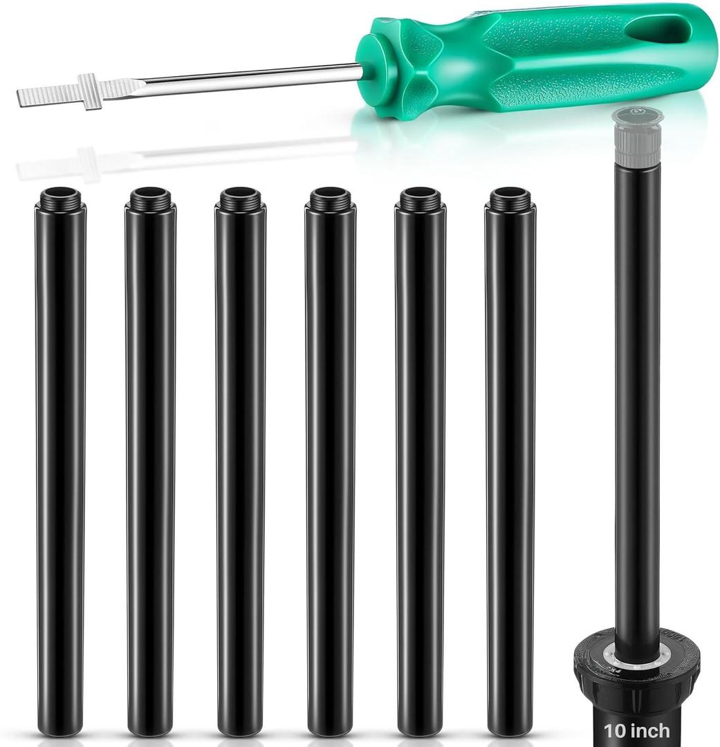 10" Popup Riser Extension Compatible with Rain Bird 1800& Hunter Pro-Spray Sprinklers, Sprinkler Head Riser Extender with RotorTool, Garden Lawn Irrigation Spray Head, 7 Set (Black)