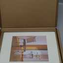 8x12 Picture Frame, Brass Brushed Thin Metal Float Photo Frame with HD Glass, Fit 6x8 with Mat or 8 x 12 without Mat, for Table and Wall, 1 Pack