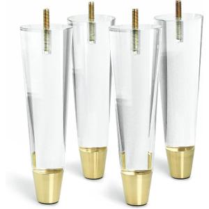 JEREVER Acrylic Furniture Legs Replacement Cabinet Feet Modern Home Decor DIY Clear Legs Tapered Style Set of 4 (7.8inch)