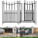 5 Panels No Dig Decorative Garden Fence with Gate, 32in(H)  11ft(L) Heavy-Duty Rustproof Metal Panels, Outdoor Dog Barrier for Yard & Patio, Landscape, Border| Portable Temporary Fencing