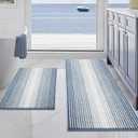 BSICPRO Bathroom Rugs and Mats Sets, 2 Piece Thick Absorbent Chenille Non Slip, Soft Shaggy Floor Mats, Machine Washable (Fog Blue, 20" x 47" Plus 16" x 24")