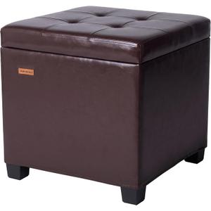 Steel Frame Square Ottoman with Storage Antique Brown UASND63R, 17.7"D x 17.7"W x 17.7"H