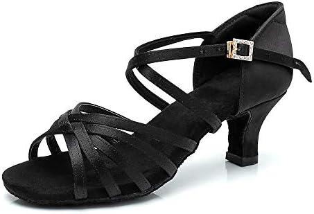 RoseMoli Women's Latin Dance Shoes Satin Professional Ballroom Salsa Practice Performance Dance Shoes 2.2 6