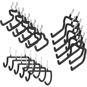 15Pcs Pegboard Double Hooks Drill, Premium Metal Pegboard Accessories for Power Drill Holder Tool, Pegboard Hook for Organize Tools, Garage Storage, Workbench (3 Shapes)