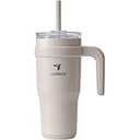 REDUCE Chiller Vacuum Insulated 40 oz Tumbler with Spill-Proof Silicone Straw - Sustainable Tritan Lid with Water Intake Markers - Soft Sit Base Travel Mug - Dishwasher Safe - Unbleached