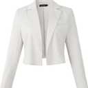 Beninos Womens Casual Blazers Open Front Cropped Blazer Jacket, White, X Small